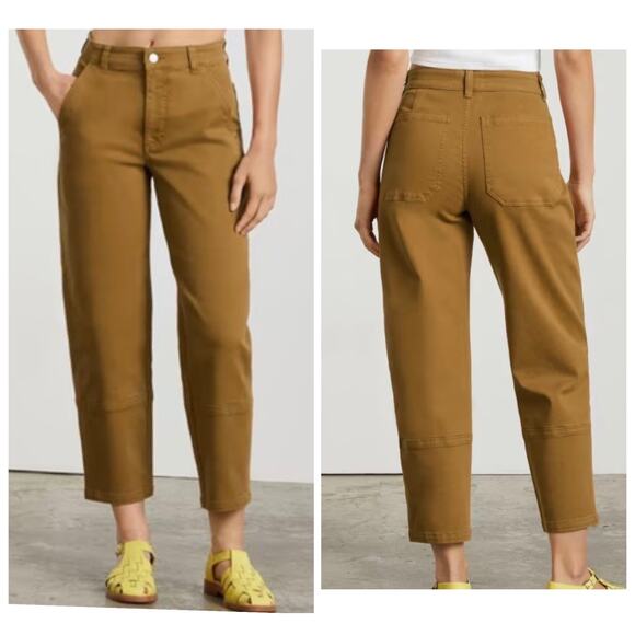 Everlane The Utility Barrel Pants Curved Cotton Stretch Gold Brown Womens Size 4 - Picture 1 of 13